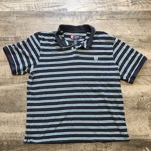 Chaps Striped Polo in Navy & Green